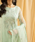 Women's Eid Sea Green Embroidered Net Unstitched Shirt Dupatta